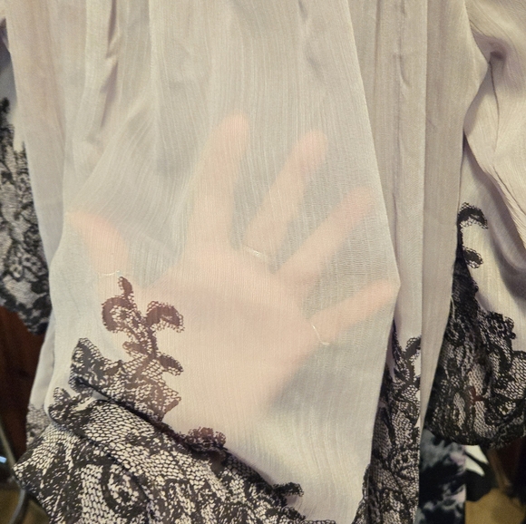 Maurices gray black lace sheer top blouse shirt misses size large NWOT - Picture 8 of 10